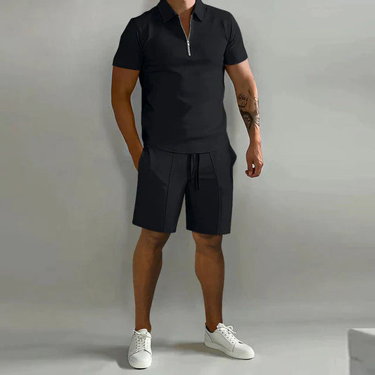 Christian | Herren Freizeit-Set mit Reißverschlusskragen und Shorts