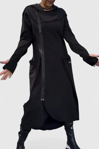 Barbara | Lässiges Langärmeliges Hoodie-Kleid mit Reißverschluss