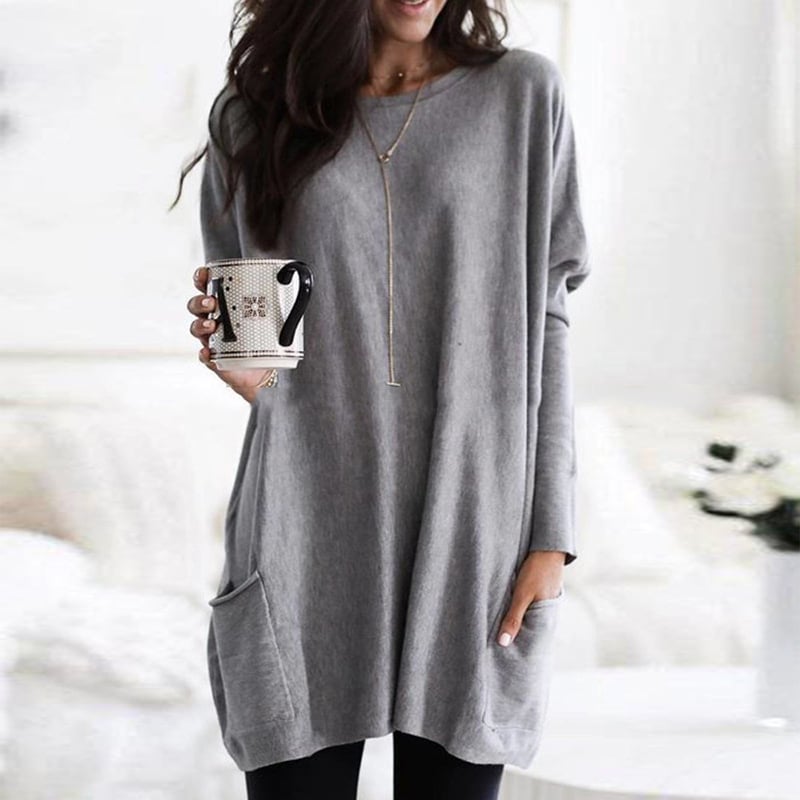 Martina | Damen Winter Tunika-Strickpullover mit langen Ärmeln