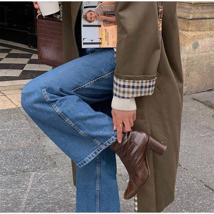 Elke | Damen Langer Karierter Gefütterter Trenchcoat für den Winter