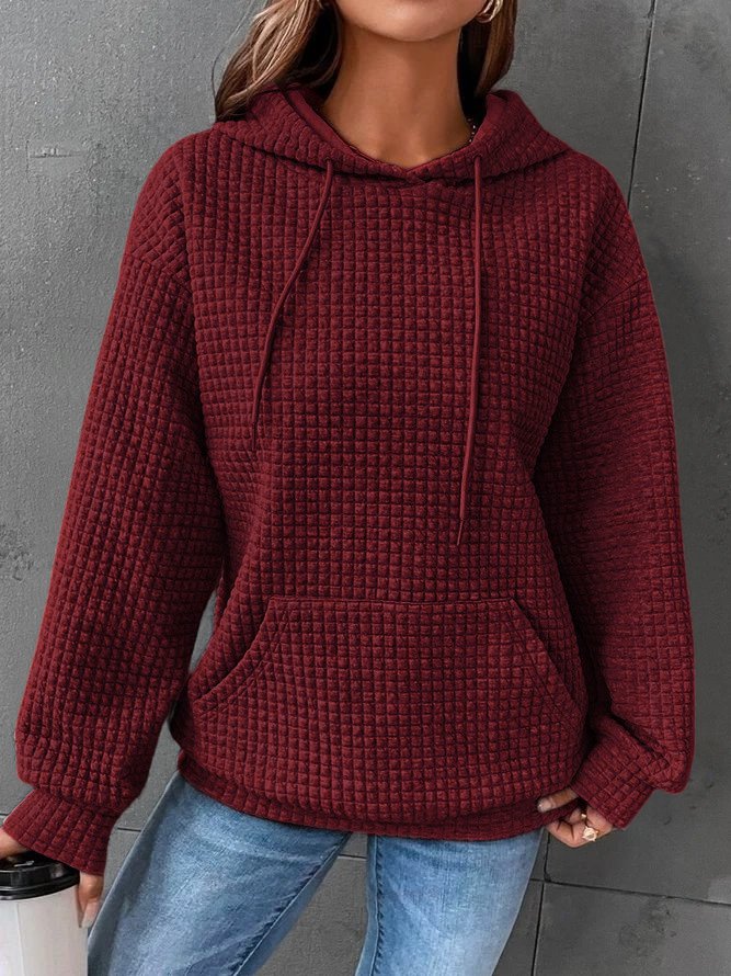 Andrea | Damen Winter Waffelstrick Hoodie Pullover