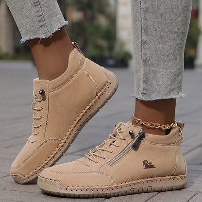 Elfriede | Damen Bequeme Schnürschuhe mit Reißverschluss