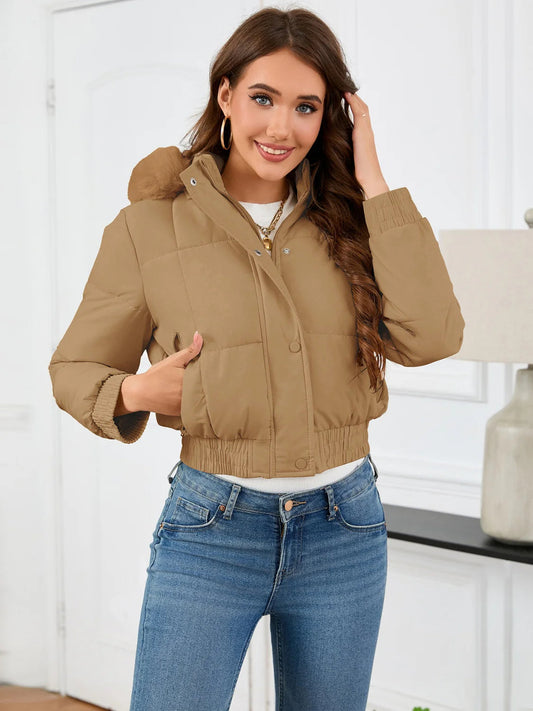 Doris | Damen Winter Cropped Jacke mit Kapuze