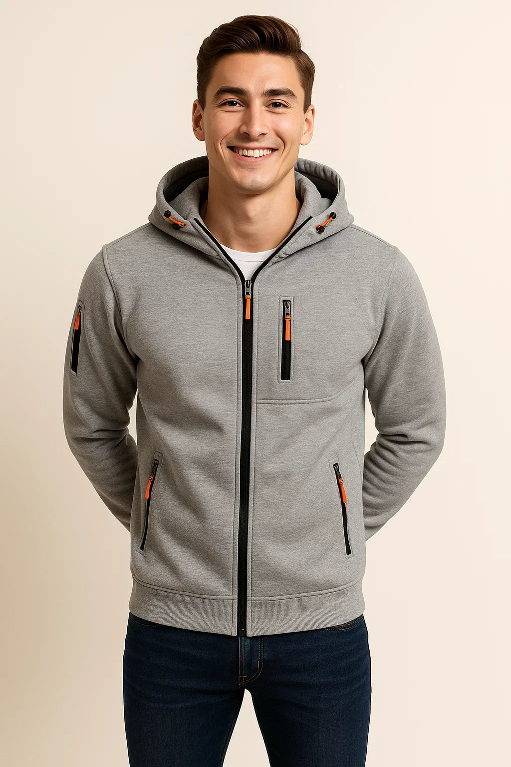 Friedrich | Herren Freizeit-Hoodiejacke mit Reißverschluss vorne
