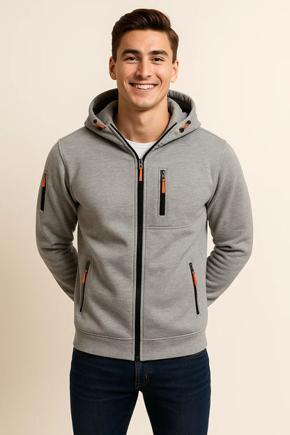 Friedrich | Herren Freizeit-Hoodiejacke mit Reißverschluss vorne