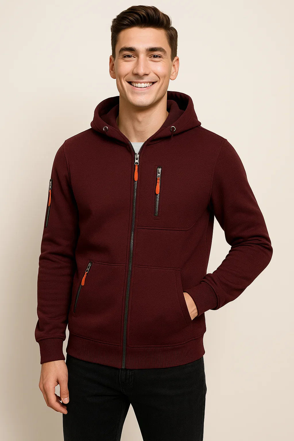 Friedrich | Herren Freizeit-Hoodiejacke mit Reißverschluss vorne