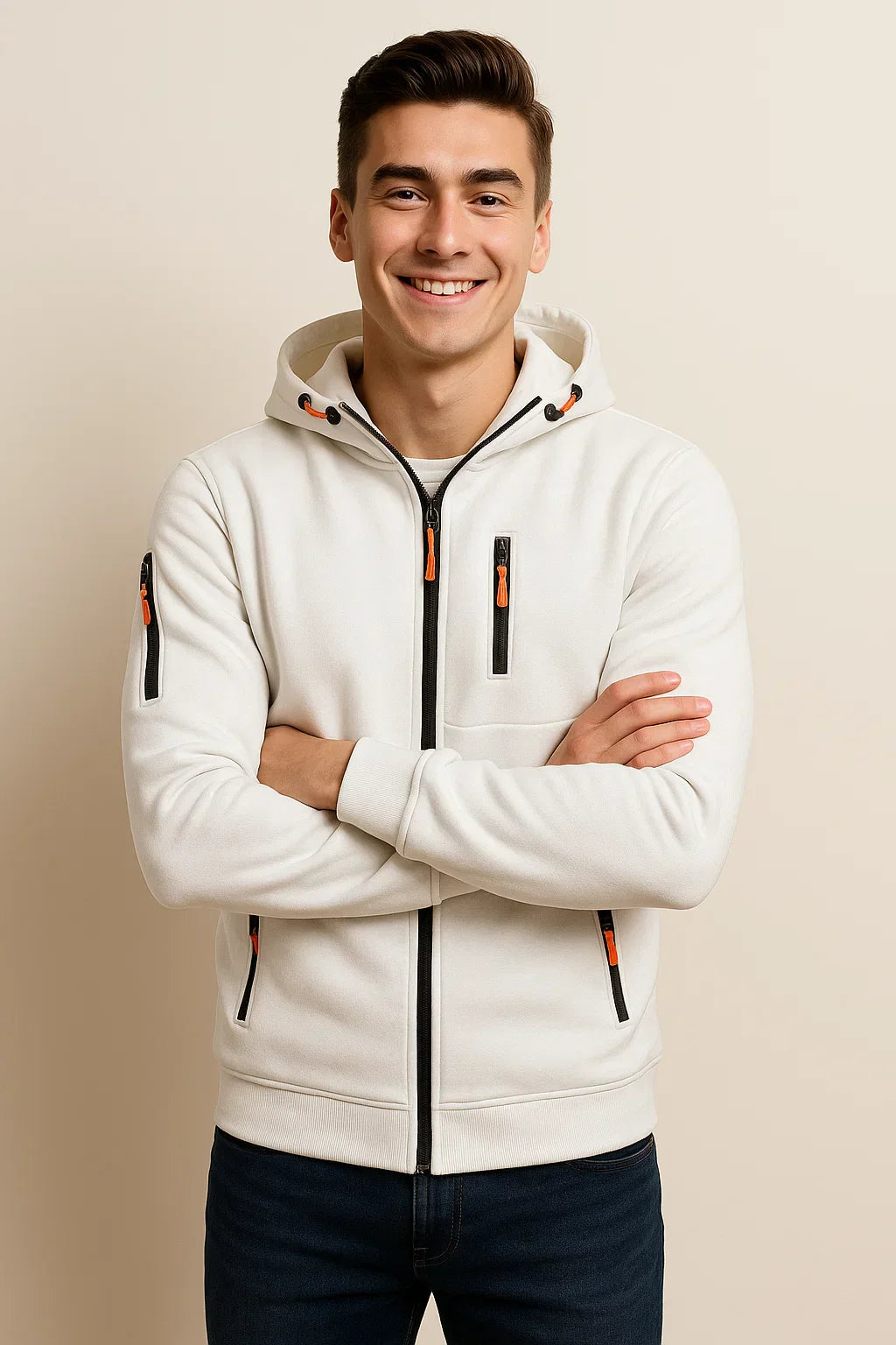 Friedrich | Herren Freizeit-Hoodiejacke mit Reißverschluss vorne