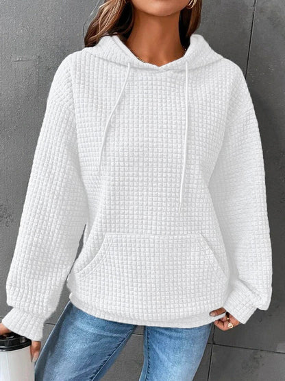 Andrea | Damen Winter Waffelstrick Hoodie Pullover