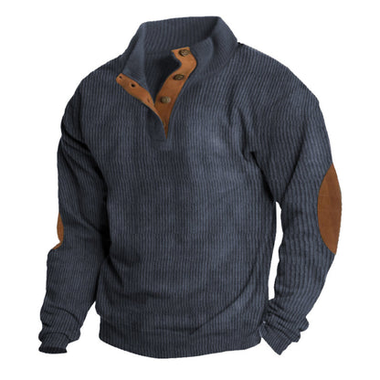 Robert | Herren Gerippter Pullover mit Ellbogen-Patches