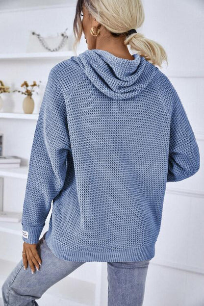 Karin | Damen Winter Waffelstrick Hoodie Sweater