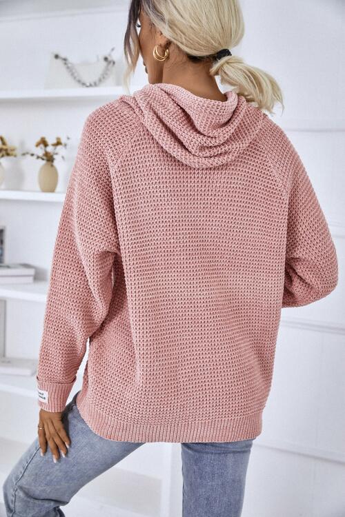 Karin | Damen Winter Waffelstrick Hoodie Sweater