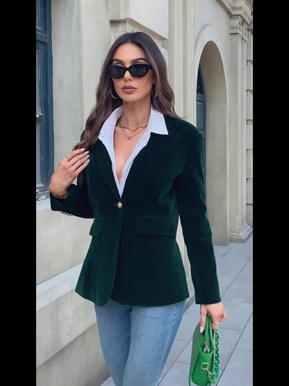 Maja | Damen Trendiger Weicher Samt-Blazer im Casual-Fit