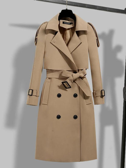 Bettina | Damen Langer Trenchcoat mit Knopfleiste und Gürtel