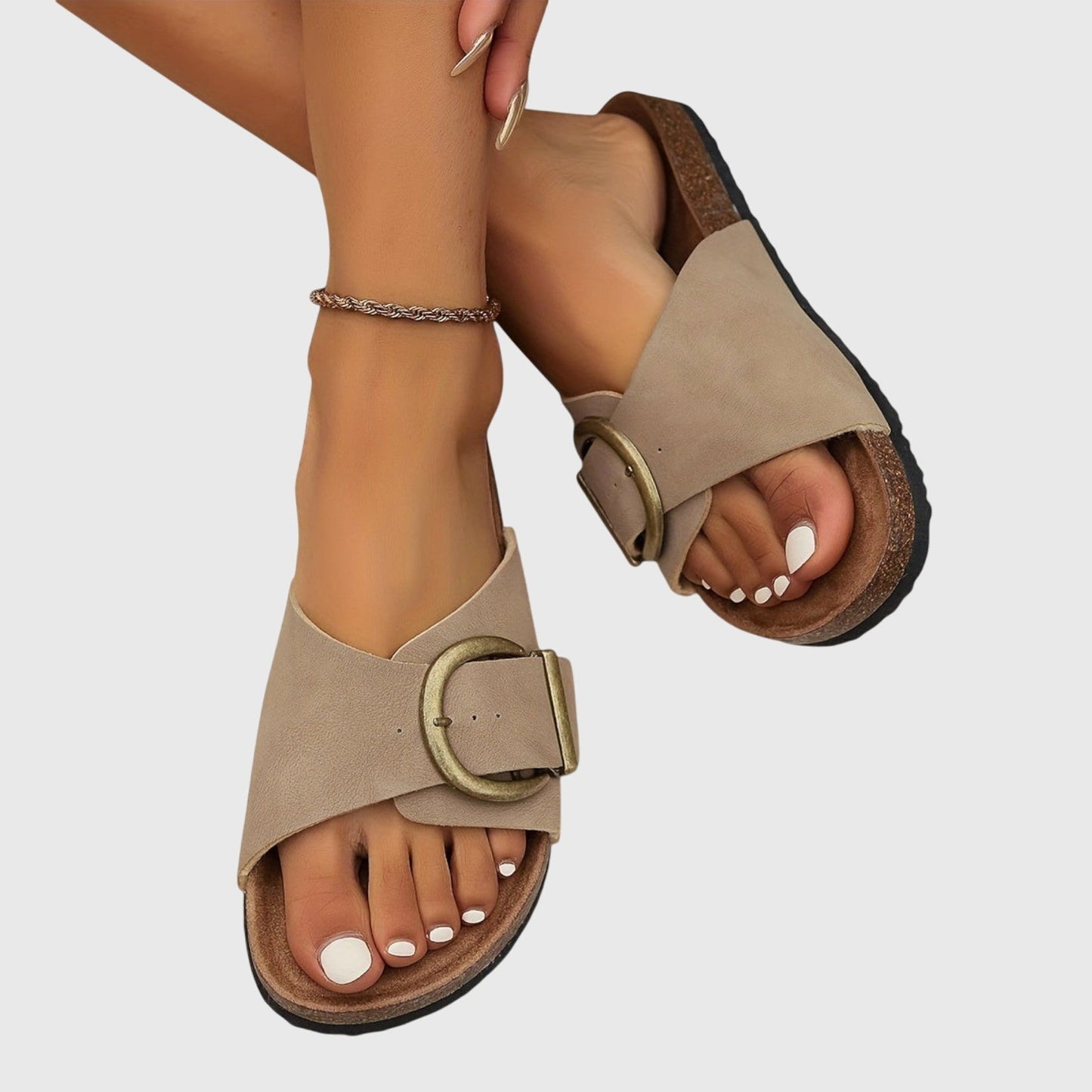 Monika | Damen Lässige Slip-On-Sandalen mit Schnalle