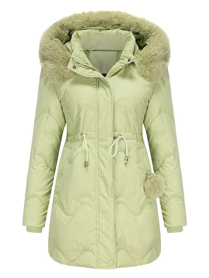 Maria | Damen Winter Puffermantel mit Kunstfellkapuze