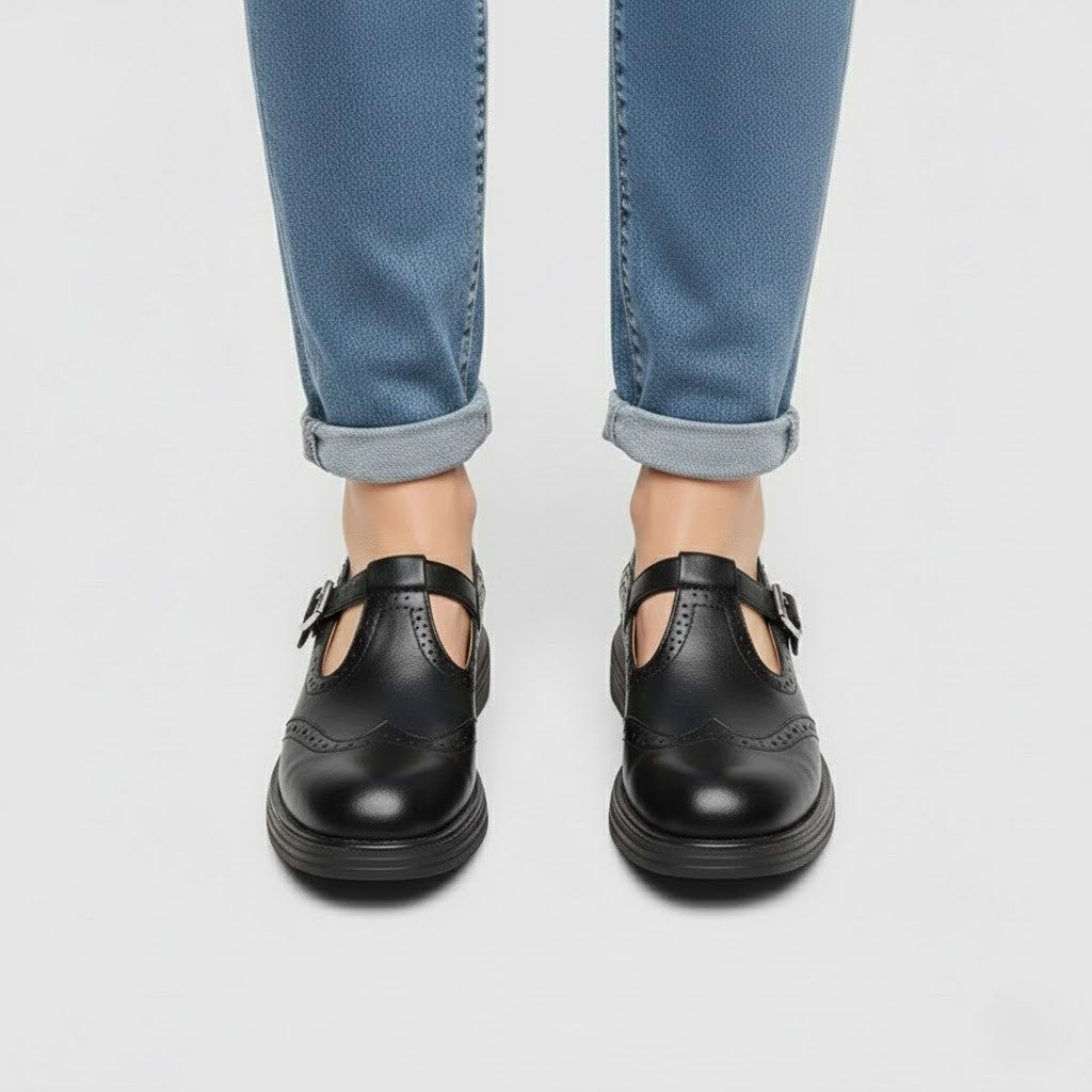 Pauline | Schicke Klassische Stiefel Im Vintage-Mary-Jane-Stil Mit Schnalle