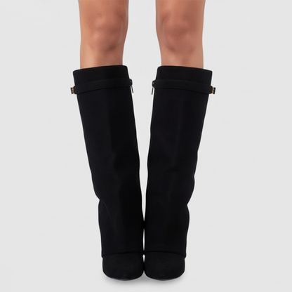 Stefanie | Damen Leder Overknee Stiefel Mit Schnalle