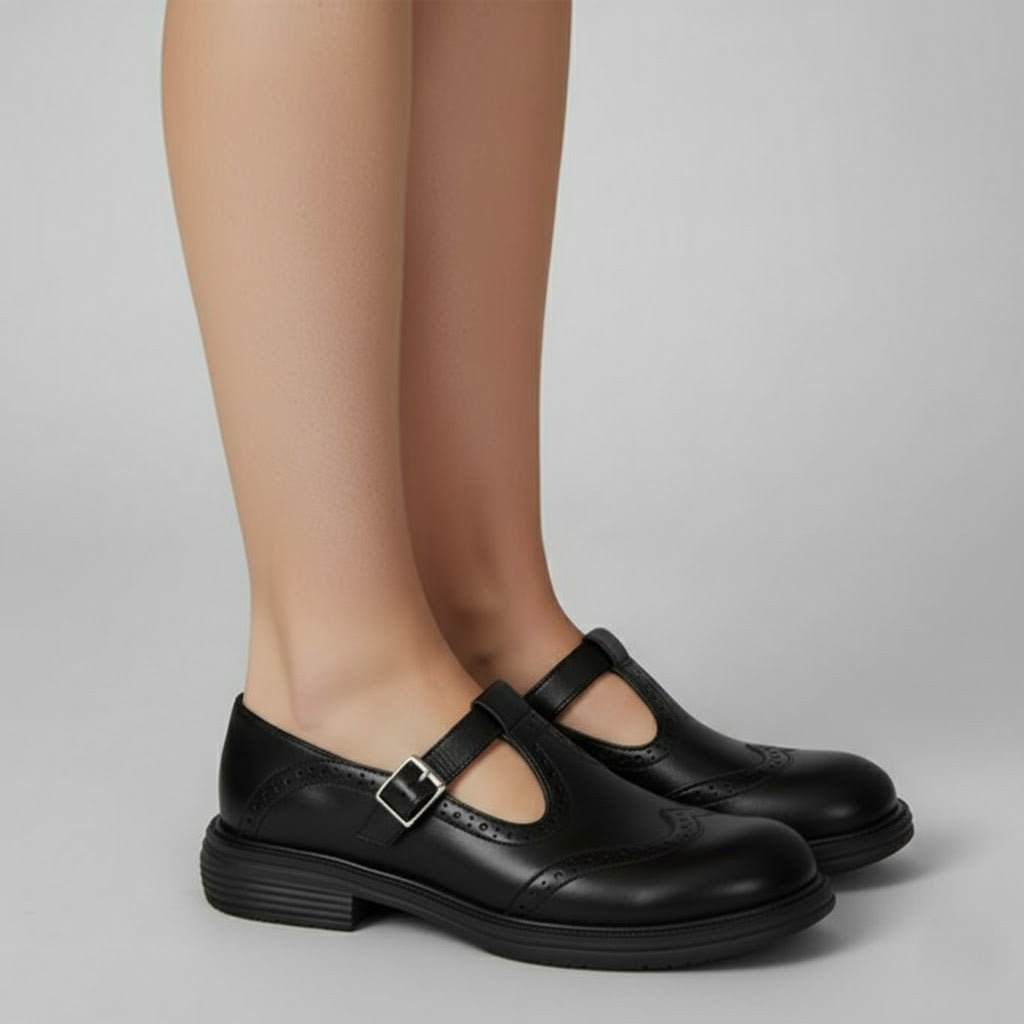 Pauline | Schicke Klassische Stiefel Im Vintage-Mary-Jane-Stil Mit Schnalle