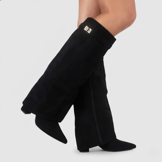 Stefanie | Damen Leder Overknee Stiefel Mit Schnalle