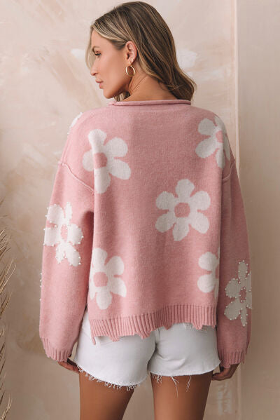 Petra | Damen Winter Pullover mit Blumenmuster