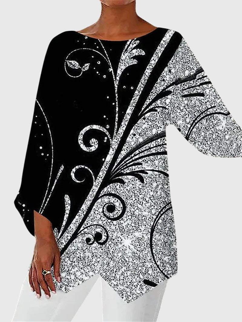 Kerstin | Damen Lockeres Tunika-Oberteil mit Schmetterlings-Design