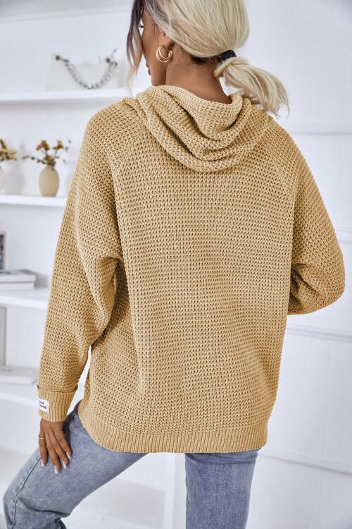 Karin | Damen Winter Waffelstrick Hoodie Sweater