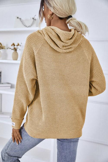 Karin | Damen Winter Waffelstrick Hoodie Sweater