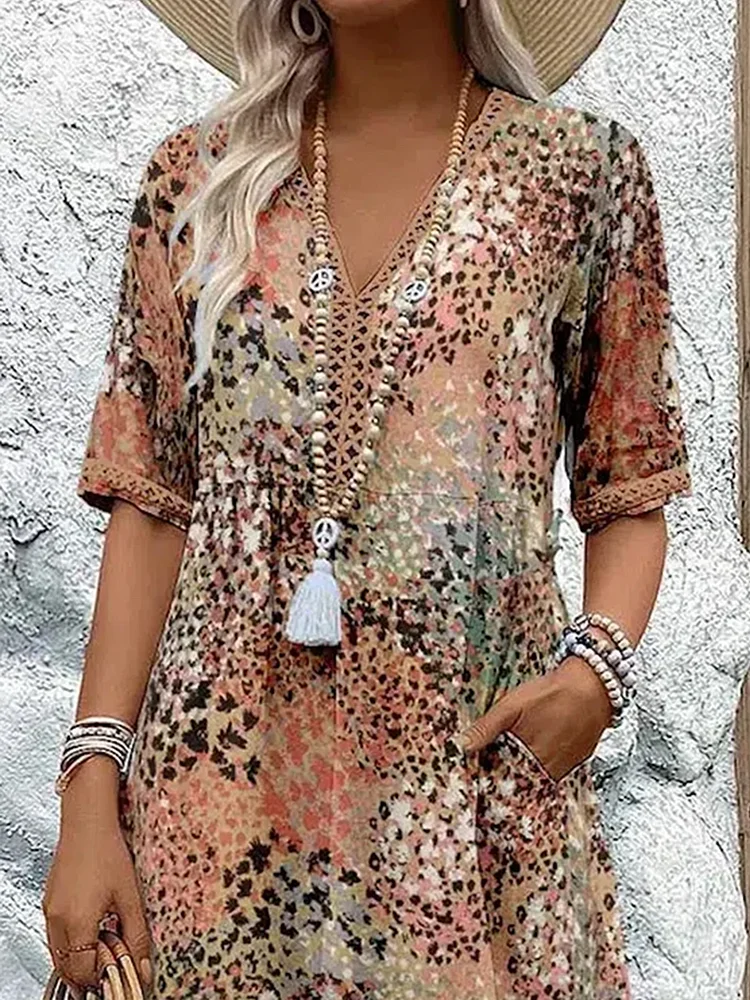Annika | Damen Sommer Boho Kleid mit Taschen
