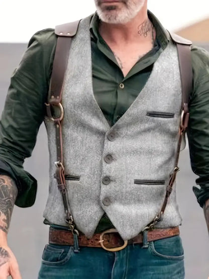 Jakob | Herren Weste im Western-Stil mit Harness-Design