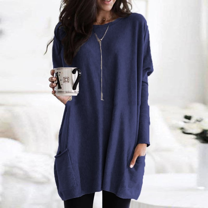 Martina | Damen Winter Tunika-Strickpullover mit langen Ärmeln