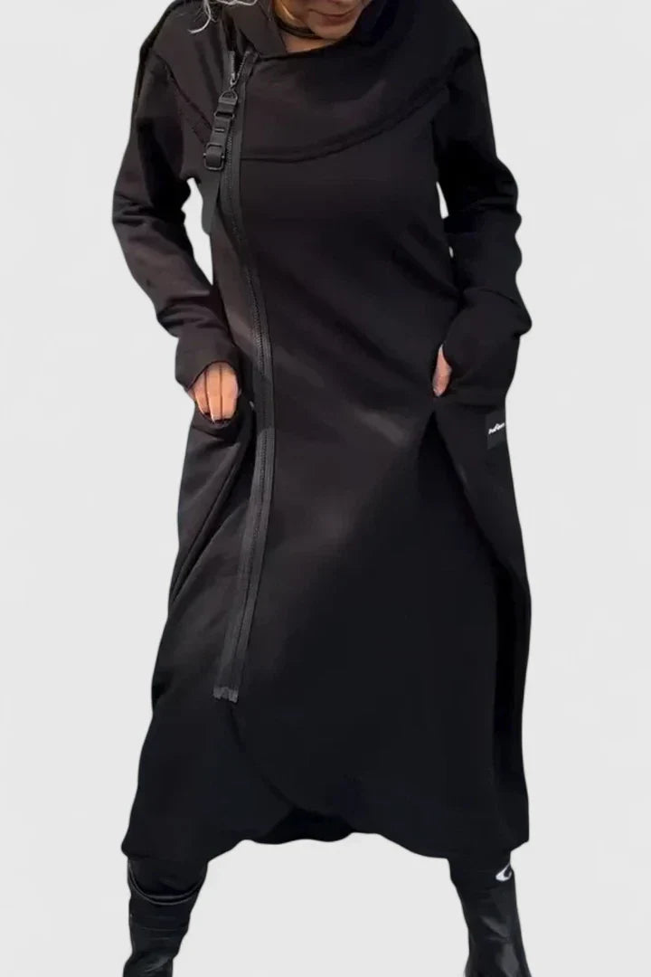 Barbara | Lässiges Langärmeliges Hoodie-Kleid mit Reißverschluss