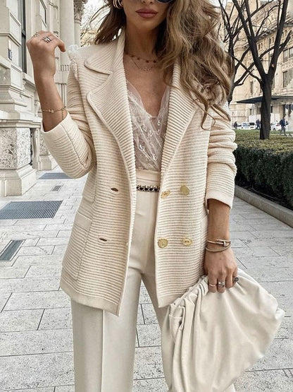 Anna | Damen Winter Eleganter Strickblazer