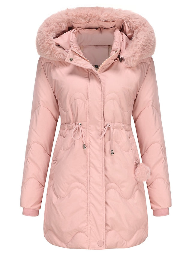 Maria | Damen Winter Puffermantel mit Kunstfellkapuze