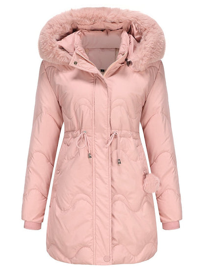 Maria | Damen Winter Puffermantel mit Kunstfellkapuze