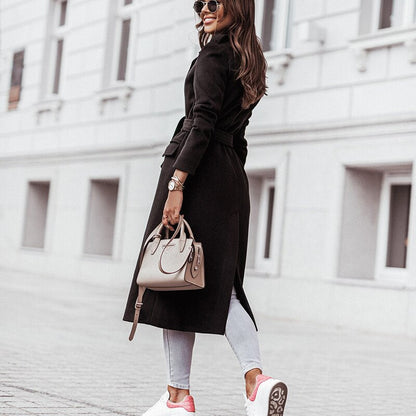 Magdalena | Damen Lässiger Langmantel mit Kapuze