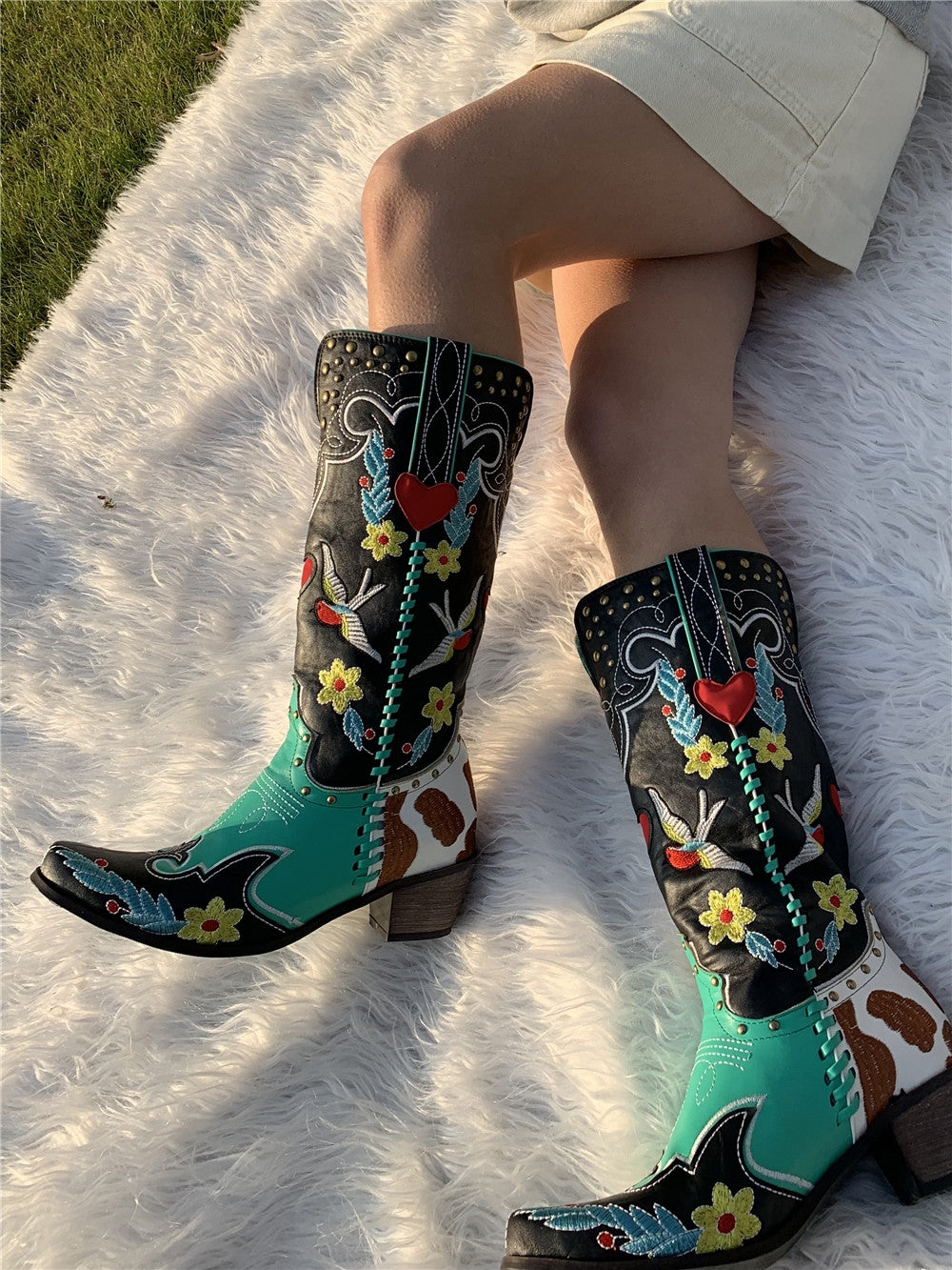 Felicia | Damen Western-Cowboystiefel mit mittlerem Schaft für Festivals