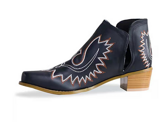 Anna | Damen Winter Western Bestickte Stiefeletten