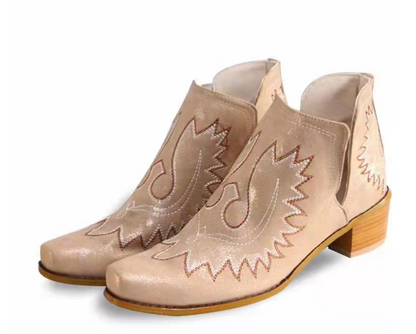 Anna | Damen Winter Western Bestickte Stiefeletten