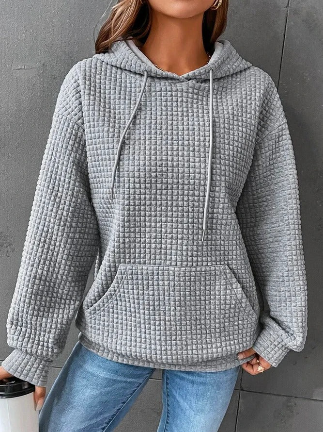 Andrea | Damen Winter Waffelstrick Hoodie Pullover