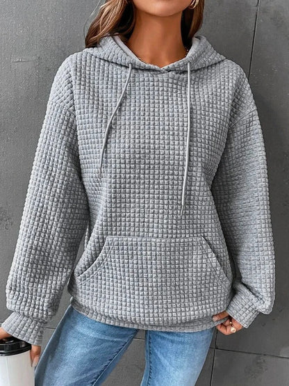 Andrea | Damen Winter Waffelstrick Hoodie Pullover