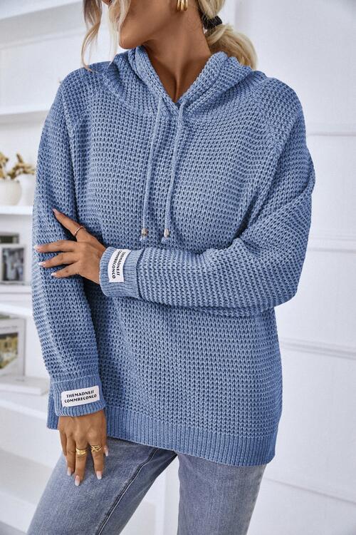 Karin | Damen Winter Waffelstrick Hoodie Sweater