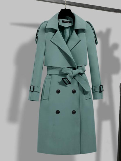 Bettina | Damen Langer Trenchcoat mit Knopfleiste und Gürtel
