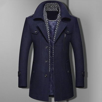 Norbert | Herren Klassischer Wollmantel mit Verstellbaren Manschetten