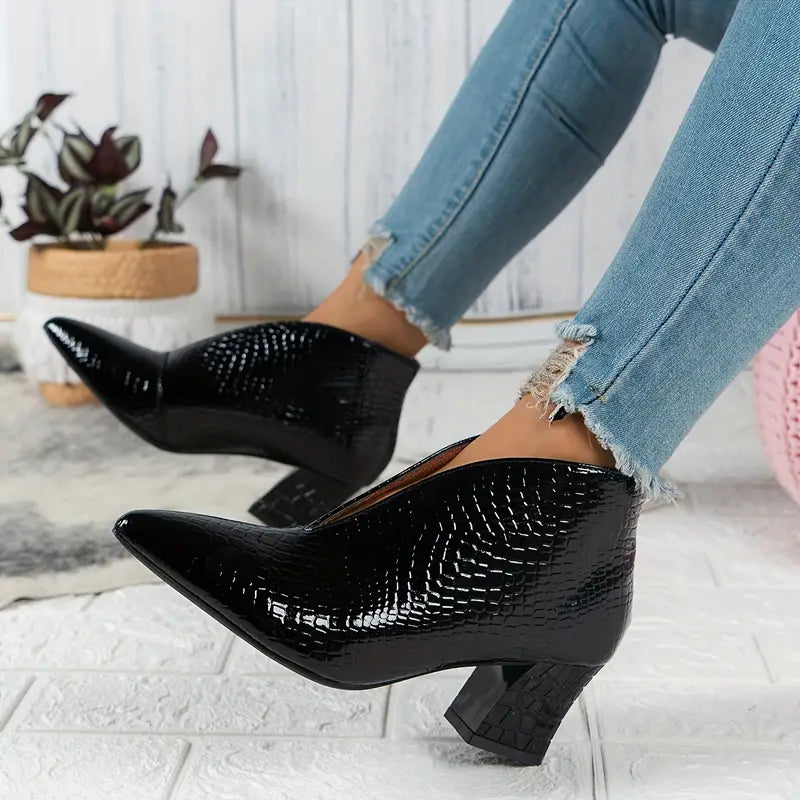 Franziska | Damen Winter Schlangenleder High Heel Stiefel