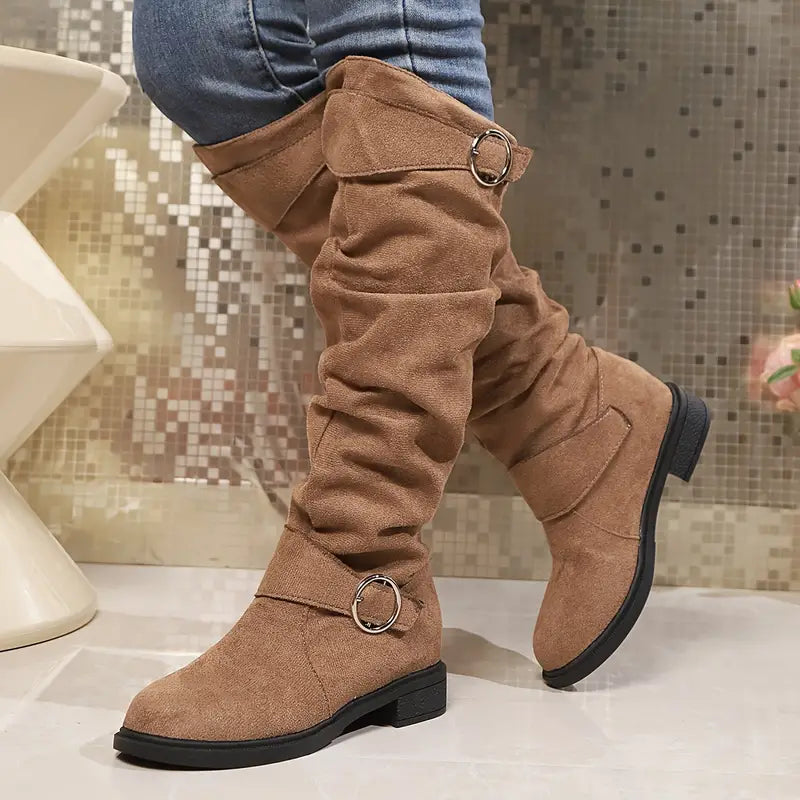 Dorothea | Damen Winter Kniehohe Stiefel mit Schnalle