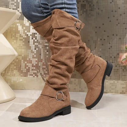 Dorothea | Damen Winter Kniehohe Stiefel mit Schnalle