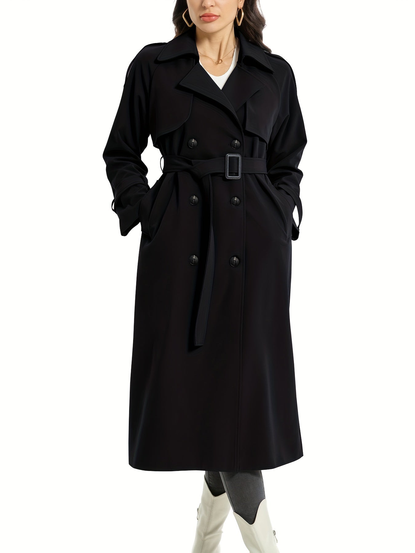 Bettina | Damen-Doppelreihiger Trenchcoat mit Gürtel