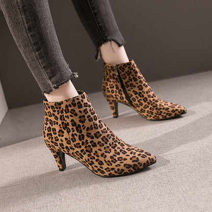 Daniela | Damen-Leo-Stiefeletten mit Absatz und Reißverschluss