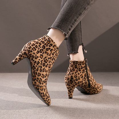 Daniela | Damen-Leo-Stiefeletten mit Absatz und Reißverschluss