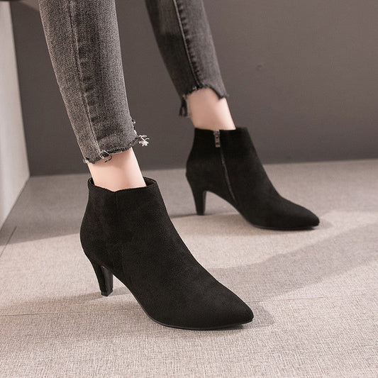 Daniela | Damen-Leo-Stiefeletten mit Absatz und Reißverschluss